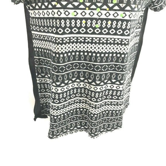 Bongo Sheer Hi Low Embellished Top Small Black Gray Short Sleeve - Picture 7 of 8